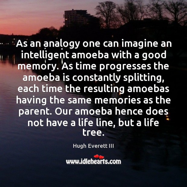 As an analogy one can imagine an intelligent amoeba with a good Hugh Everett III Picture Quote