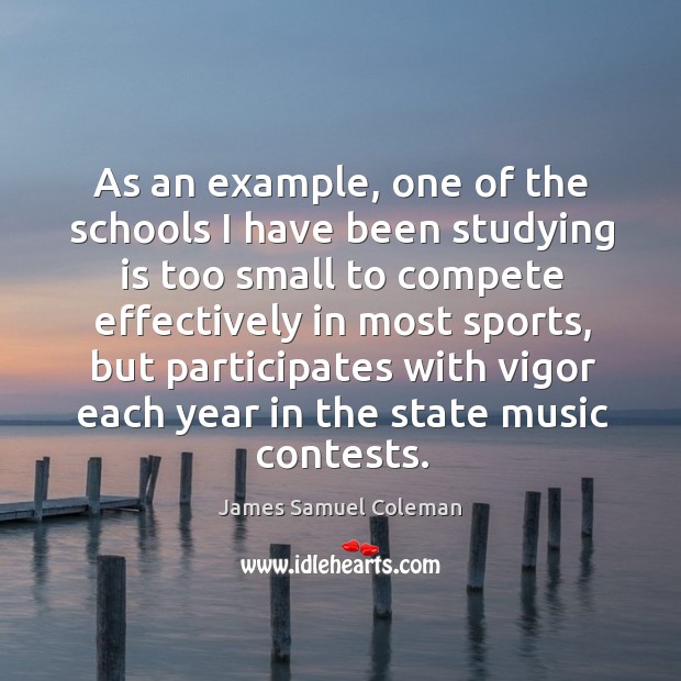 As an example, one of the schools I have been studying is too small to compete James Samuel Coleman Picture Quote