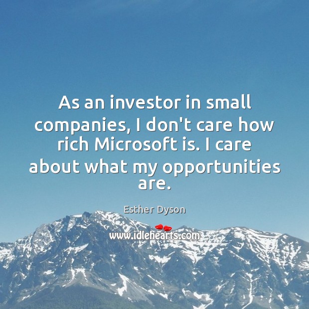 As an investor in small companies, I don’t care how rich Microsoft I Don’t Care Quotes Image