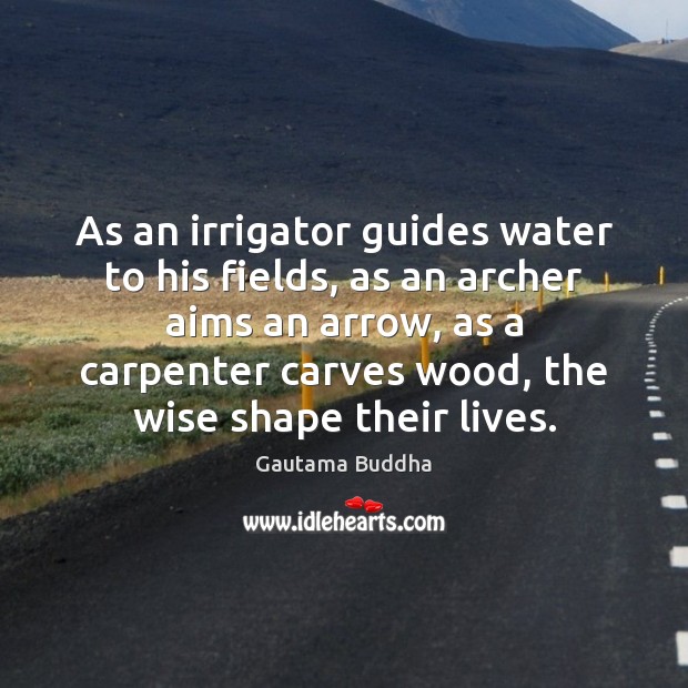 As an irrigator guides water to his fields, as an archer aims Gautama Buddha Picture Quote