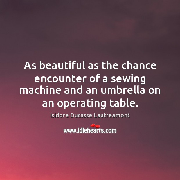 As beautiful as the chance encounter of a sewing machine and an Isidore Ducasse Lautreamont Picture Quote