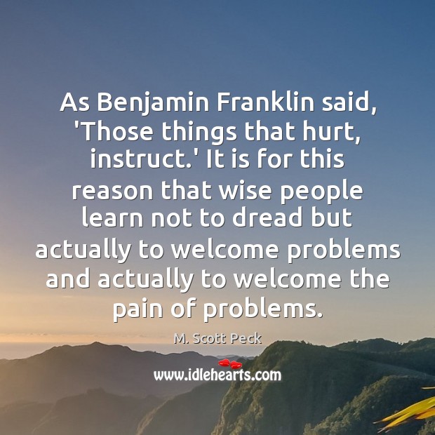 As Benjamin Franklin said, ‘Those things that hurt, instruct.’ It is Wise Quotes Image