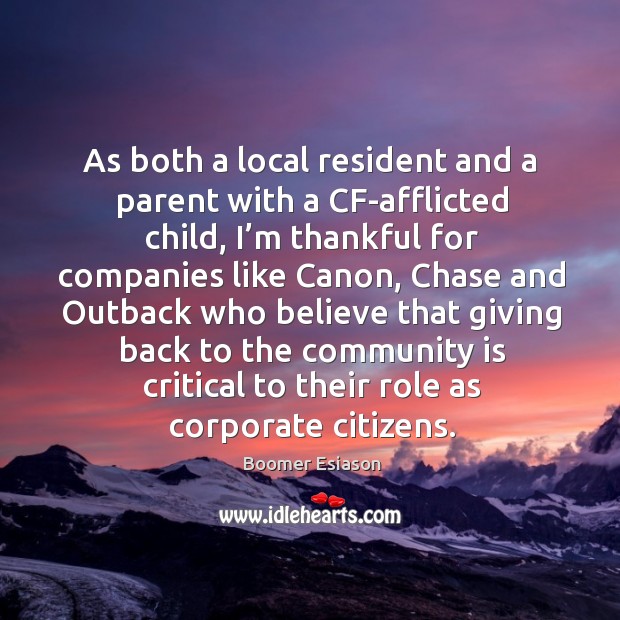 As both a local resident and a parent with a cf-afflicted child, I’m thankful for companies Image