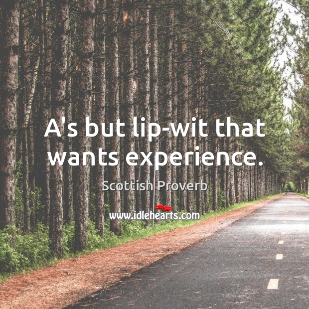 A’s but lip-wit that wants experience. Scottish Proverbs Image