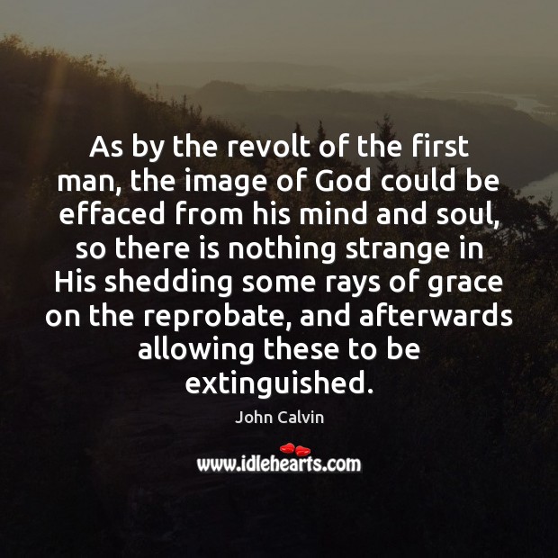 As by the revolt of the first man, the image of God John Calvin Picture Quote