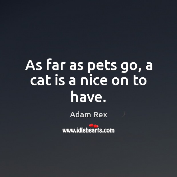 As far as pets go, a cat is a nice on to have. Adam Rex Picture Quote
