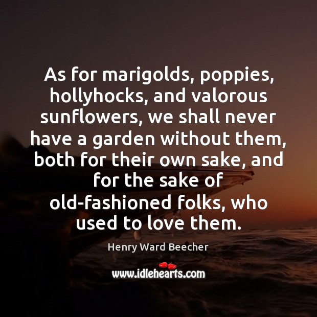 As for marigolds, poppies, hollyhocks, and valorous sunflowers, we shall never have Henry Ward Beecher Picture Quote