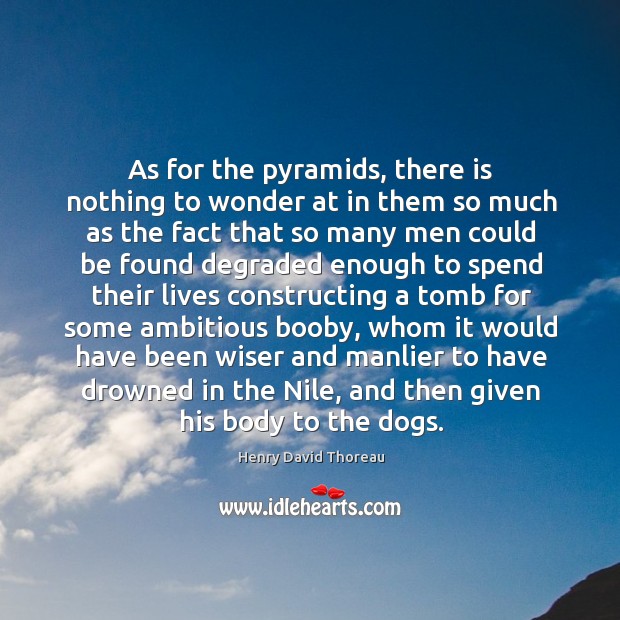 As for the pyramids, there is nothing to wonder at in them Henry David Thoreau Picture Quote