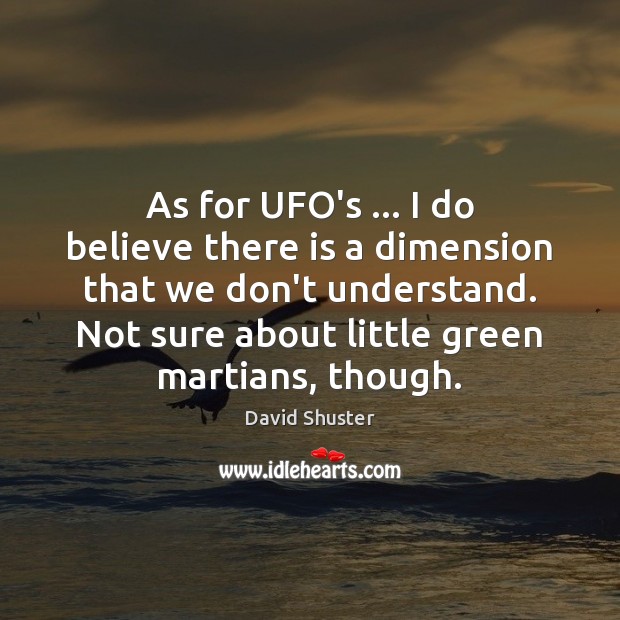 As for UFO’s … I do believe there is a dimension that we David Shuster Picture Quote