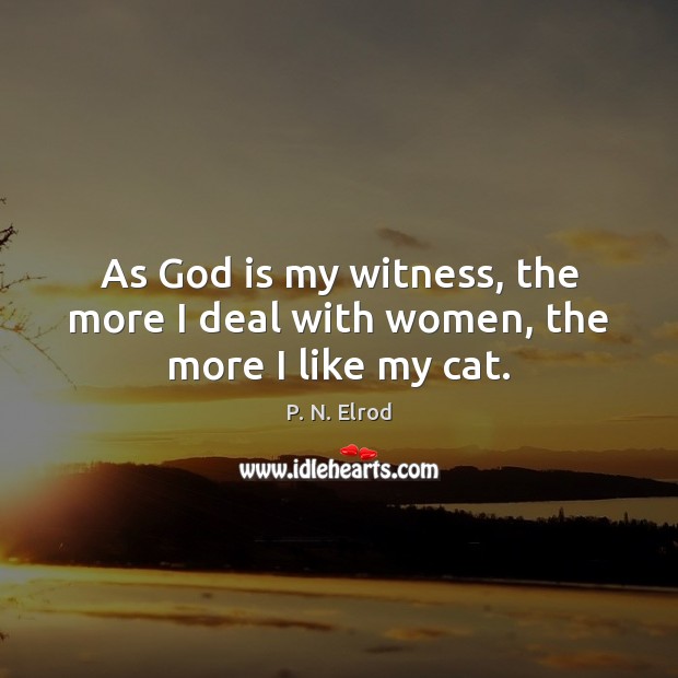 As God is my witness, the more I deal with women, the more I like my cat. Image