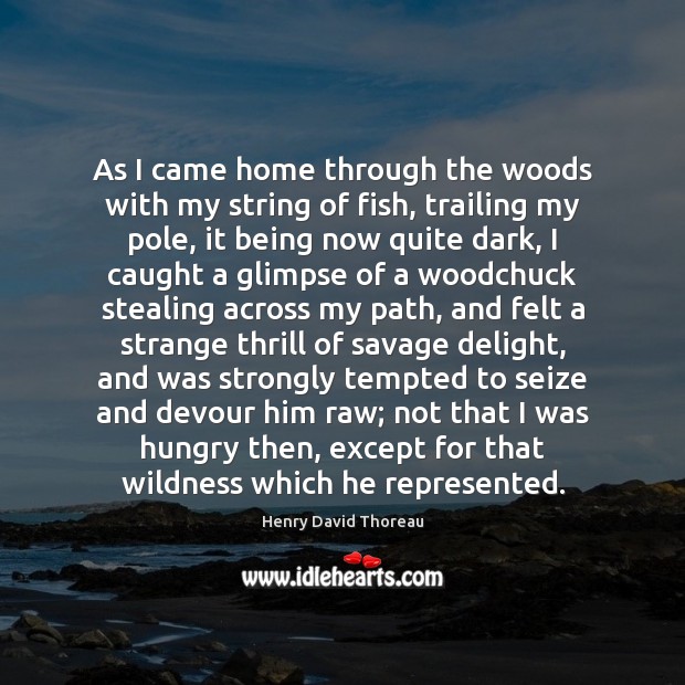 As I came home through the woods with my string of fish, Henry David Thoreau Picture Quote