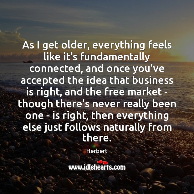 As I get older, everything feels like it’s fundamentally connected, and once Herbert Picture Quote