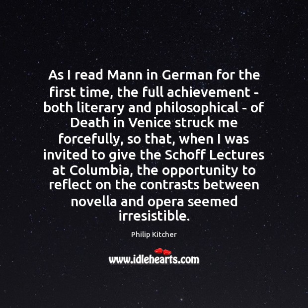 As I read Mann in German for the first time, the full Image