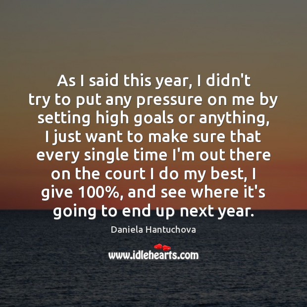 As I said this year, I didn’t try to put any pressure Daniela Hantuchova Picture Quote