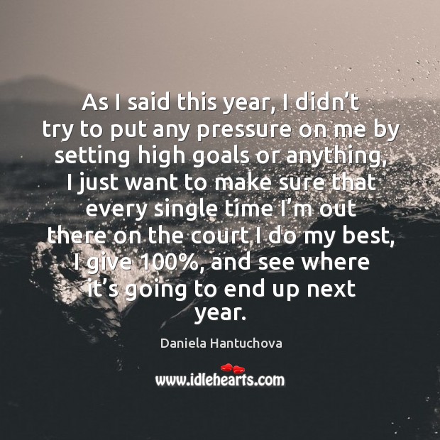 As I said this year, I didn’t try to put any pressure on me by setting high goals or anything Daniela Hantuchova Picture Quote
