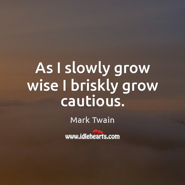 As I slowly grow wise I briskly grow cautious. Image