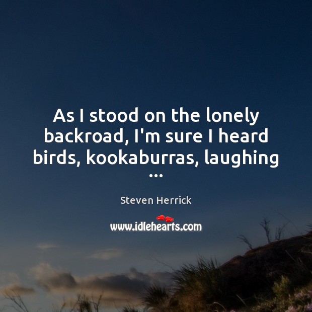 As I stood on the lonely backroad, I’m sure I heard birds, kookaburras, laughing … Lonely Quotes Image