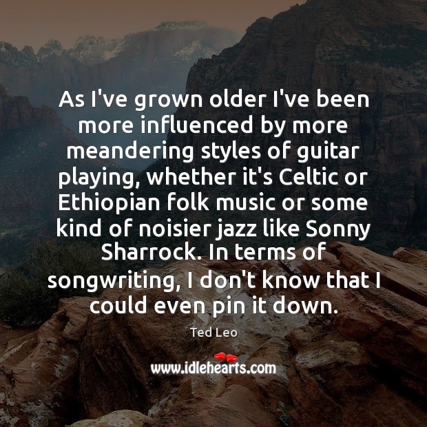 As I’ve grown older I’ve been more influenced by more meandering styles Ted Leo Picture Quote