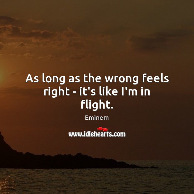 As long as the wrong feels right – it’s like I’m in flight. 