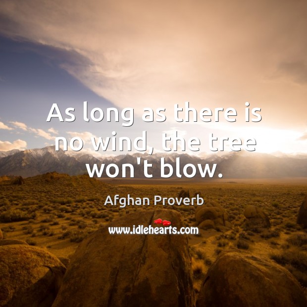 As long as there is no wind, the tree won’t blow. Afghan Proverbs Image