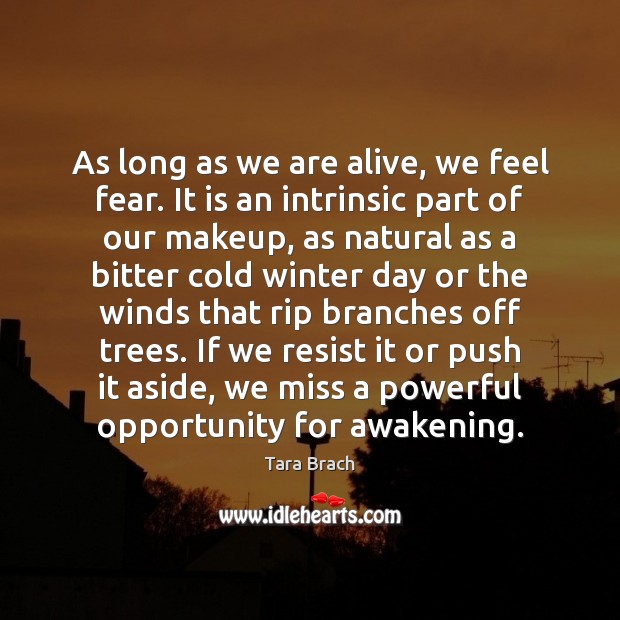 As long as we are alive, we feel fear. It is an Tara Brach Picture Quote