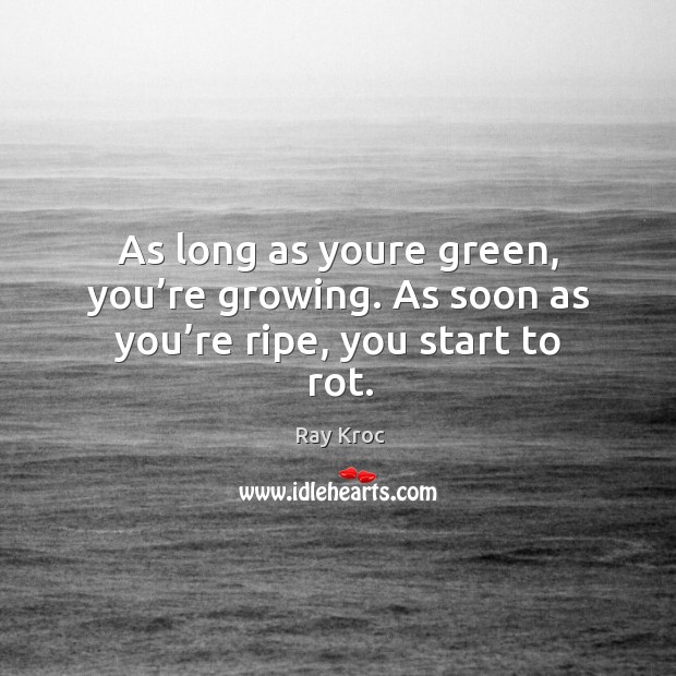 As long as youre green, you’re growing. As soon as you’re ripe, you start to rot. Ray Kroc Picture Quote