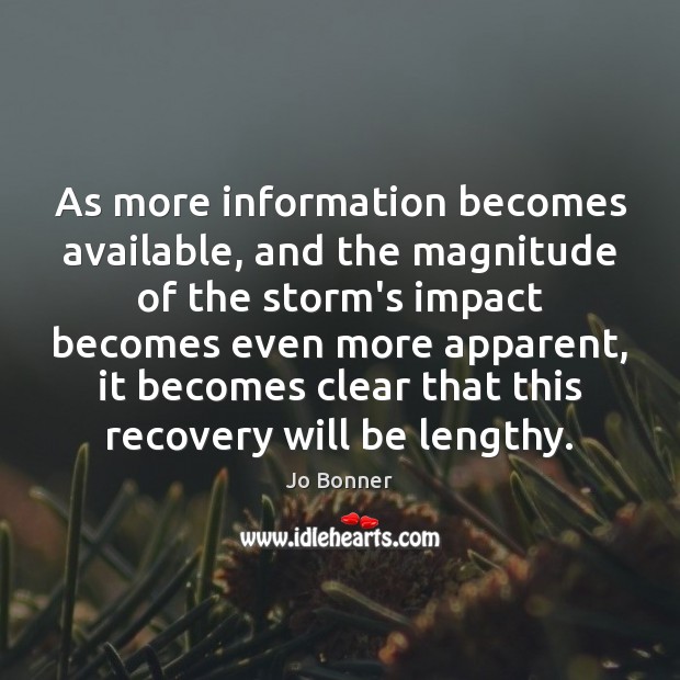 As more information becomes available, and the magnitude of the storm’s impact Jo Bonner Picture Quote