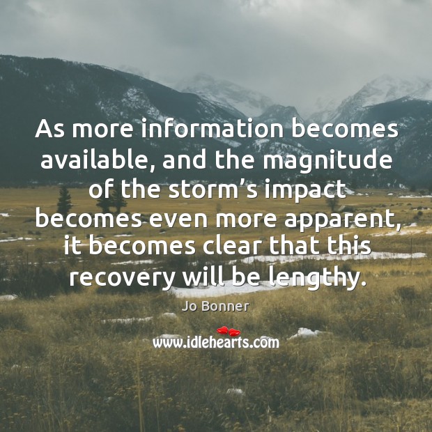 As more information becomes available, and the magnitude of the storm’s Jo Bonner Picture Quote