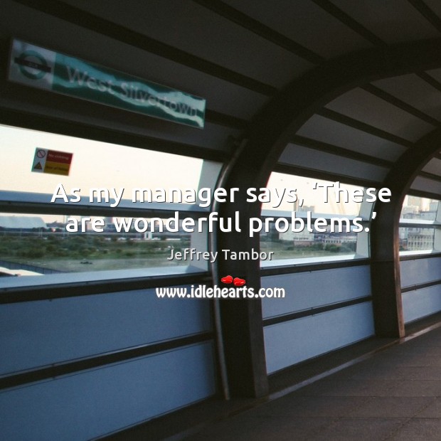As my manager says, ‘these are wonderful problems.’ Jeffrey Tambor Picture Quote