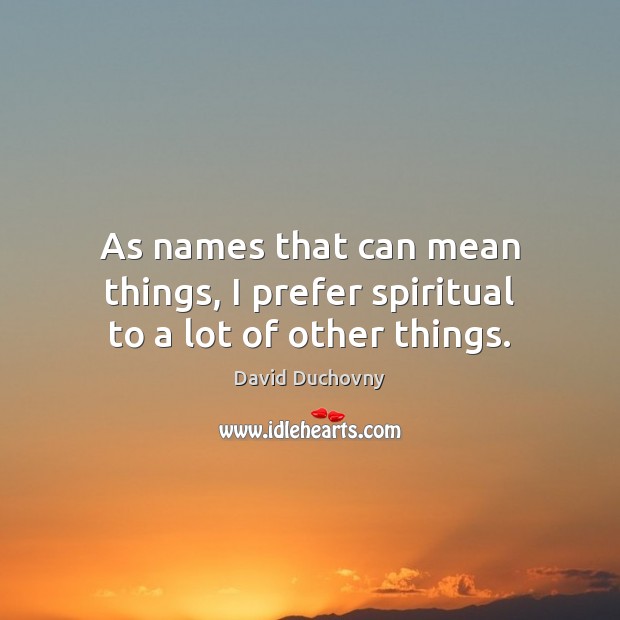 As names that can mean things, I prefer spiritual to a lot of other things. David Duchovny Picture Quote