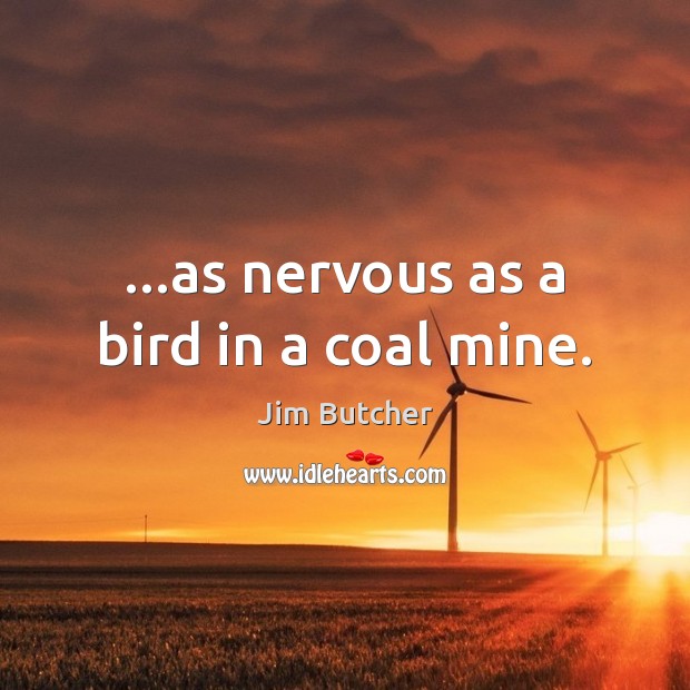 …as nervous as a bird in a coal mine. Image