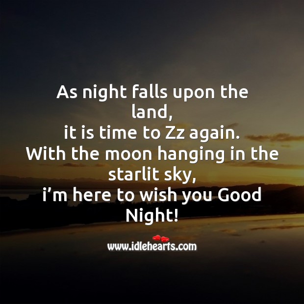 As night falls upon the land Good Night Quotes Image