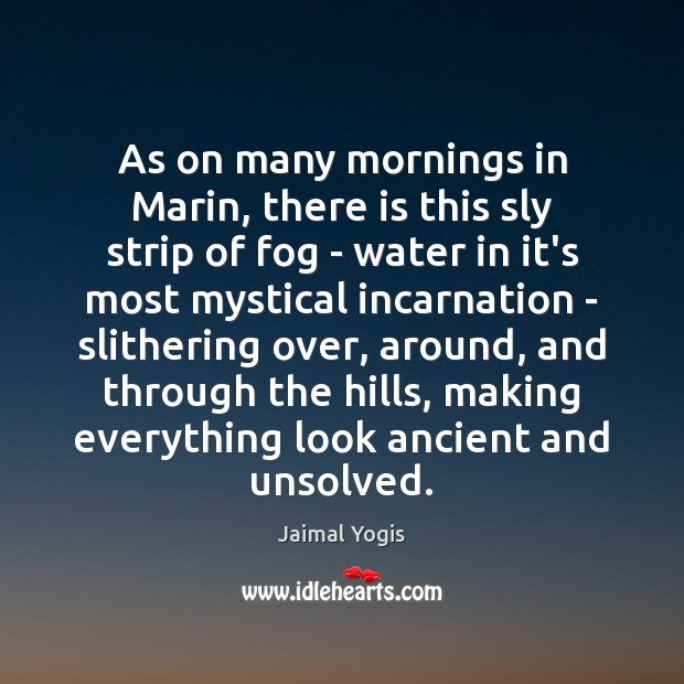As on many mornings in Marin, there is this sly strip of Jaimal Yogis Picture Quote