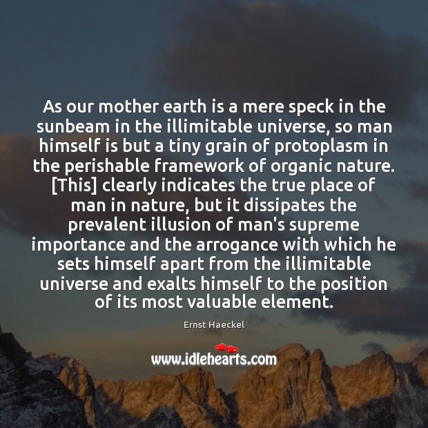 As our mother earth is a mere speck in the sunbeam in Image