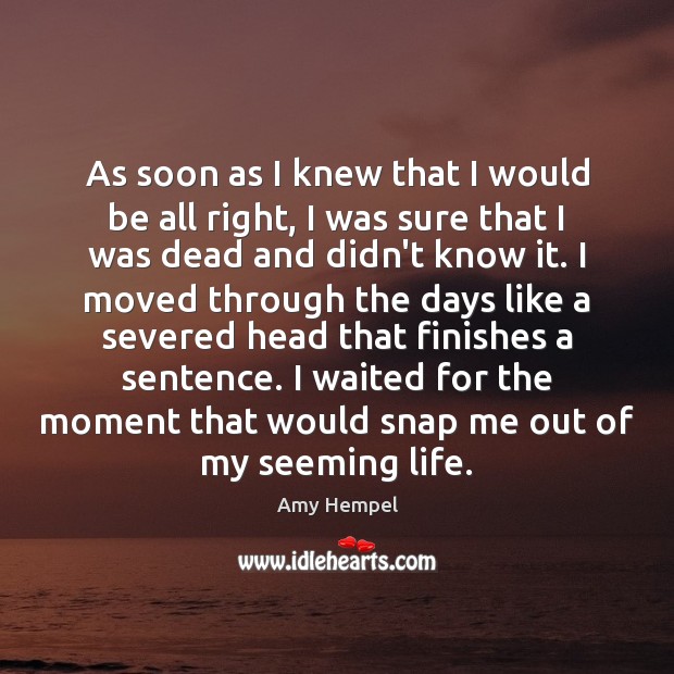 As soon as I knew that I would be all right, I Amy Hempel Picture Quote