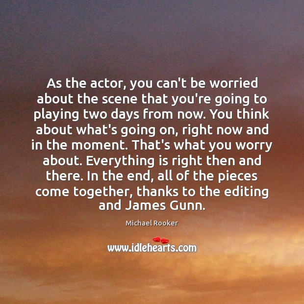 As the actor, you can’t be worried about the scene that you’re Michael Rooker Picture Quote
