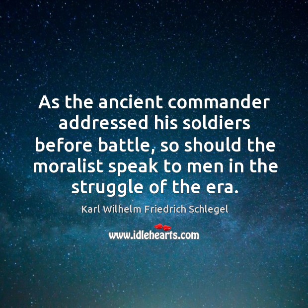 As the ancient commander addressed his soldiers before battle Image