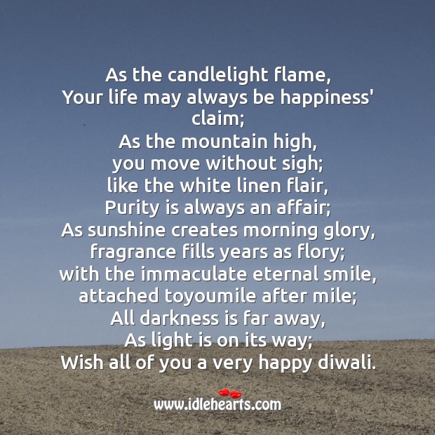 As the candlelight flame Diwali Messages Image