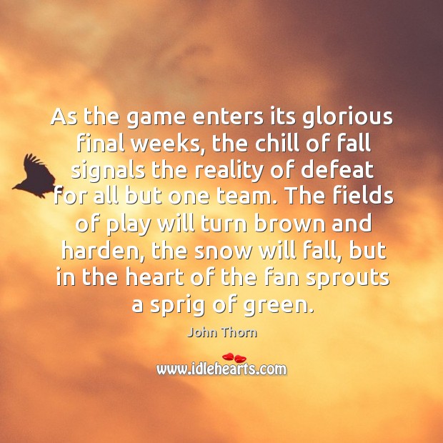 As the game enters its glorious final weeks, the chill of fall signals the reality of John Thorn Picture Quote