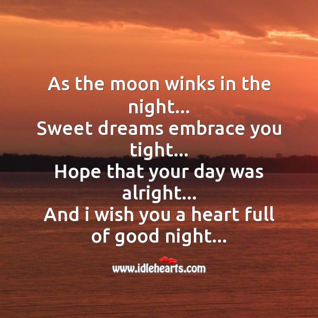 As the moon winks in the night Good Night Quotes Image