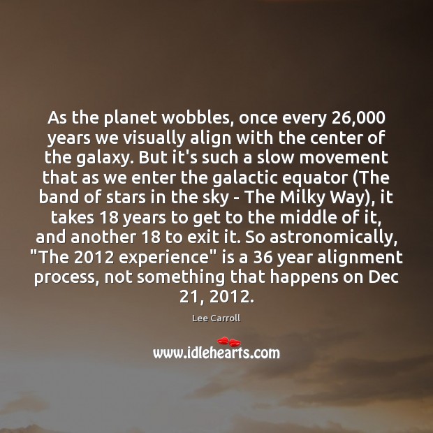 As the planet wobbles, once every 26,000 years we visually align with the Image