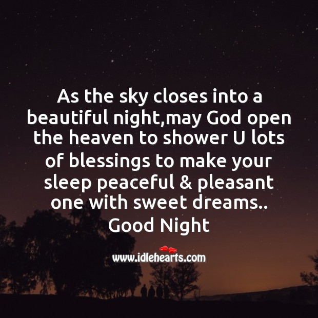 As the sky closes into a beautiful night Good Night Messages Image