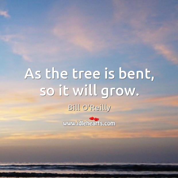 As the tree is bent, so it will grow. Bill O’Reilly Picture Quote