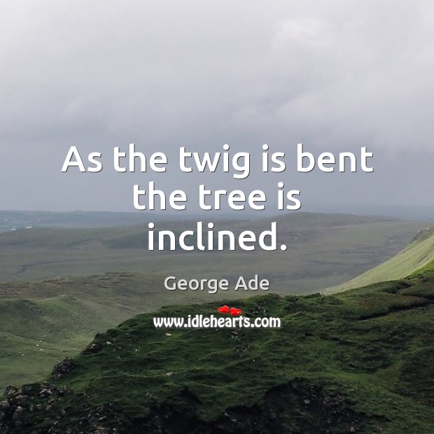 As the twig is bent the tree is inclined. George Ade Picture Quote