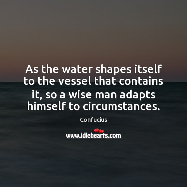 As the water shapes itself to the vessel that contains it, so Wise Quotes Image