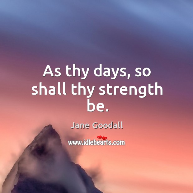As thy days, so shall thy strength be. Jane Goodall Picture Quote