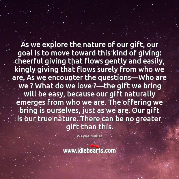 As we explore the nature of our gift, our goal is to Image