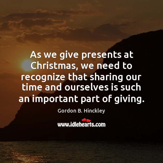 As we give presents at Christmas, we need to recognize that sharing Image