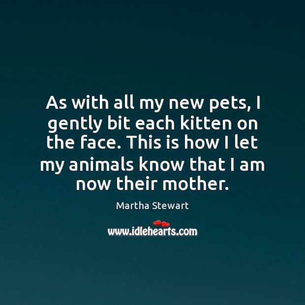 As with all my new pets, I gently bit each kitten on Martha Stewart Picture Quote