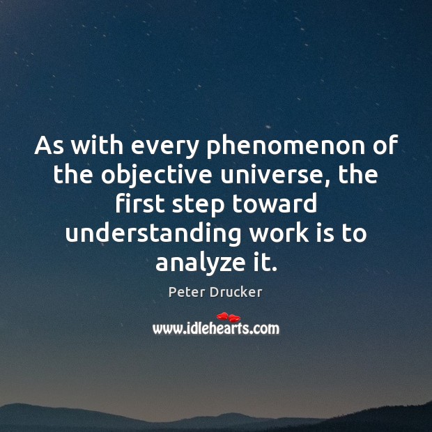 As with every phenomenon of the objective universe, the first step toward Peter Drucker Picture Quote